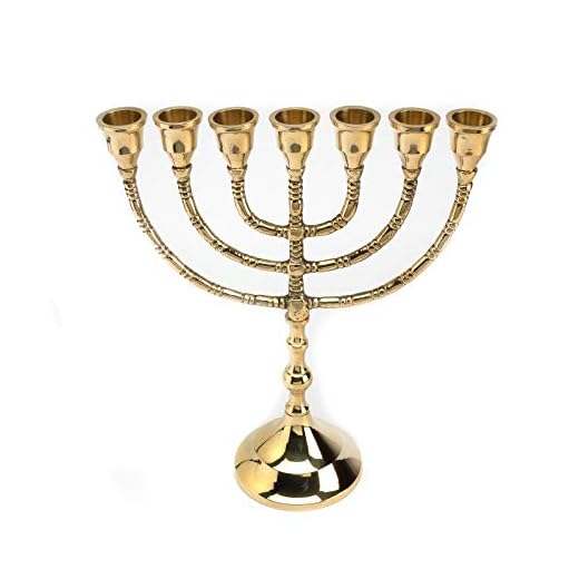 Native Spirit Vacker 7 ljus 6 gren hebreiska lampstativ Menorah full storlek David ljus judisk Israel heliga landet Jerusalem ljushållare färg: Guld antik Menora