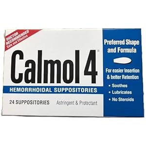 Calmol 4 Hemorrhoid Suppositories – 24 ct, Pack of 3