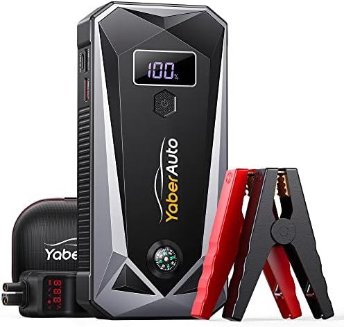 YaberAuto Jump Starter - 2500A 21800mAh Portable Car Jump Starter Battery Pack (for All Gas, up to 7.0L Diesel), 12V Battery Booster Pack Jump Box with Jumper Cables, USB Quick Charge 3.0, Display