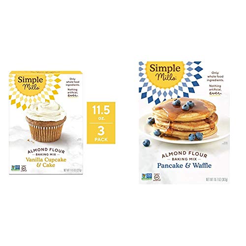 Simple Mills Almond Flour Baking Mix, Gluten Free Vanilla Cake Mix, Muffin Pan Ready, Made With Whole Foods 3 Count & Almond Flour Pancake Mix & Waffle Mix, Gluten Free #TOP15