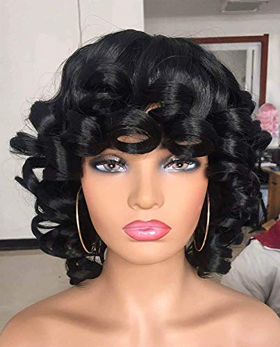 ANNIVIA Short Curly Wig for Black Women Big Bouncy Fluffy Kinky Curly Wig Soft Synthetic Short Curly Afro Wig