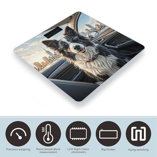 Báscula digital de baño perro Border Collie con pantalla LCD miniatura 3