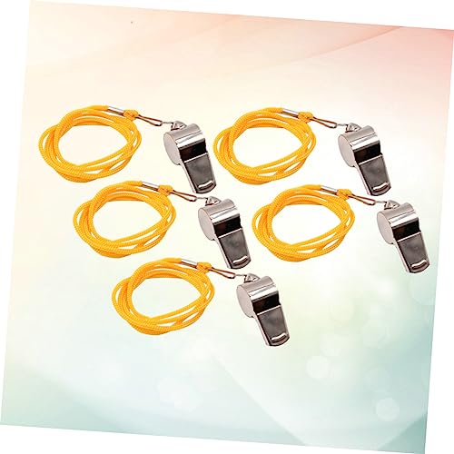 5 silbatos deportivos de acero inoxidable con cordón naranja miniatura 4