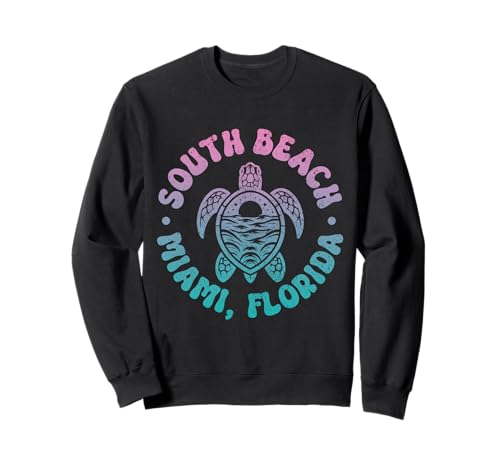 South Beach Miami Florida Tortuga Marina Surfer Souvenir Surf Sudadera