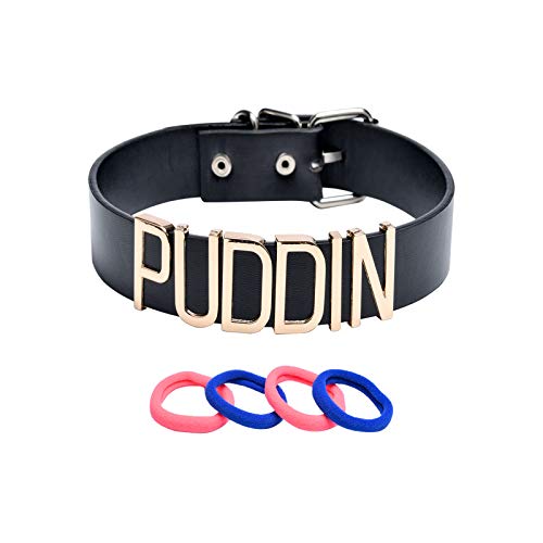 KESOCORAYÂ QuinnÂ ChokerÂ PlusÂ HalloweenÂ CostumeÂ AdjustableÂ PunkÂ PUDDINÂ NecklaceÂ WithÂ RedÂ BlueÂ HairÂ TiesÂ forÂ GirlÂ Women-Black