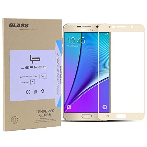 Samsung Galaxy Note 5 Tempered Glass Screen Protector Full Coverage 9H Glass Protector Film for Samsung Galaxy Note 5 Gold