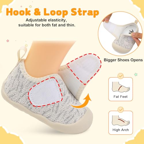 Image of FEETCITY Baby First Walking Shoes Wide Baby Shoes Infant Sneakers Newborn Crib Shoe Barefoot Lightweight Slip On Shoe