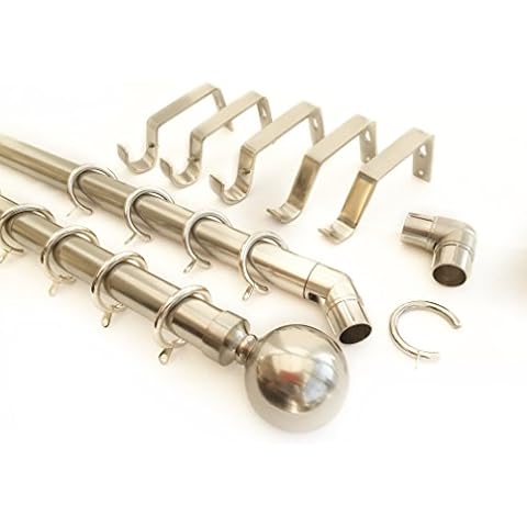 Your Home Online 3 & 5 Side Brushed Chrome 28mm Bay Window Curtain Pole Passing Brackets C Rings (4.5m 5 Sided Bay) Cover