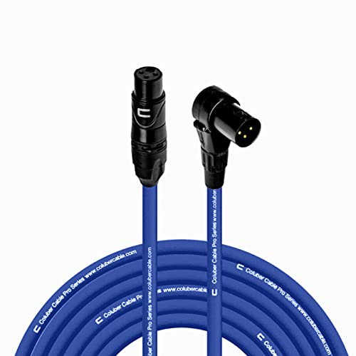 Balanced XLR Cable Female to Right Angle XLR Male - 35 Feet Blue - Pro 3-Pin Microphone Connector for Powered Speakers, Audio Interface or Mixer for Live Performance & Recording