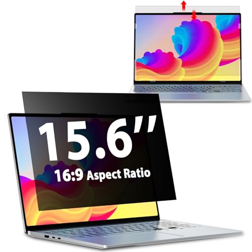 Filtre de Confidentialité pour 15,6 pouces ordinateurs portables Aspect 16:9, Anti-espionnage, Anti-lumière bleue et Anti-reflets, Amovible, compatible avec...