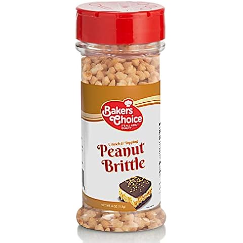 Baker’s Choice Peanut Brittle Crunch - Nut Dessert Ice Cream Topping - For Ice Cream, Sundaes, Cupcakes, or Milkshakes - Dairy Free, Kosher - 4 oz. Cover