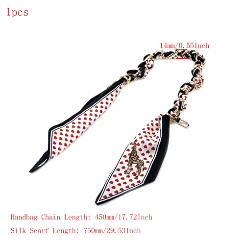 Image of Silk Scarf Purse Chain Strap Handbag Handle Replacement Elegant Bag Decoration for Ladies Bag
