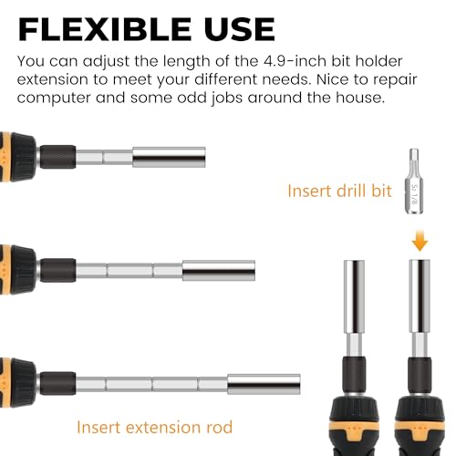 Image of MULWARK Screwdriver Bit Set & Socket Kit, 63-Pieces Ratcheting Screwdriver Set with Case, 63 in 1 Multi Bit Screw Driver for Home DIY, Electronics, Car Emergency and Garage