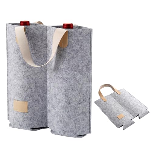 Bruislard Double Wine Bags Double Wine Bottle Gift Bag 2 Bottle Felt Gift Bags for Wines Reusable Wine-Bags for Birthday Wedding Graduation Christmas & Thanksgiving