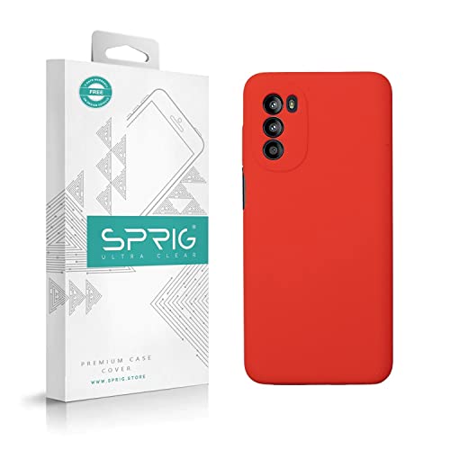 Image of SPRIG Compatible with Motorola G52 Phone Liquid Silicone Cover Premium Back Cover Drop Tested Shock Proof Mobile Case for Men, Women, Boys and Girls with Camera Protection (Orange)