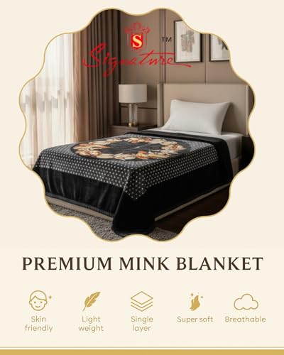 Image of Signature Blanket Single Bed Mink 300 TC Blanket Single Ply For Extreme Winters (Golden Brown)