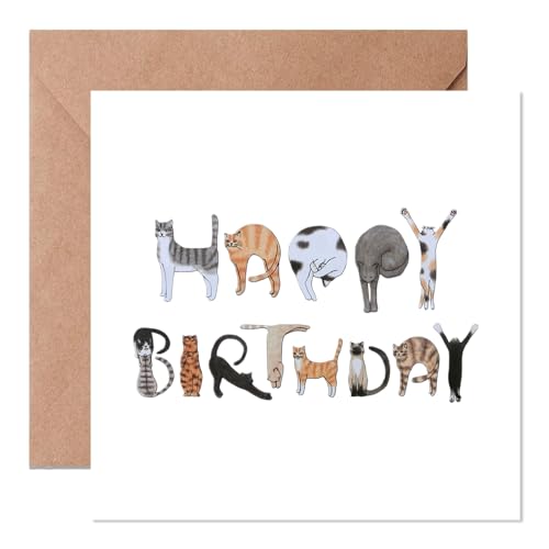 Cute Dog Birthday Card for All Ages - Funny Feline Design Happy Birthday Card with Envelope for Friends Family Couples Her Him - Happy Birthday Greeting Card