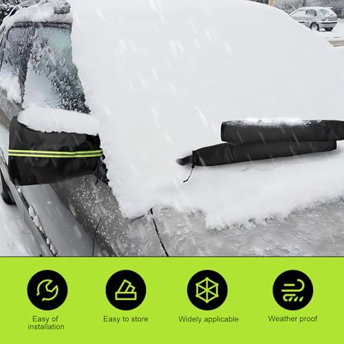 Image of 5 PCS Car Mirror Covers and Windshield Wiper Covers, Rearview Mirror Wiper Snow Covers Dust and Frost Protectors, Car Exterior Protection Accessories, Universal for Most Cars (Black)