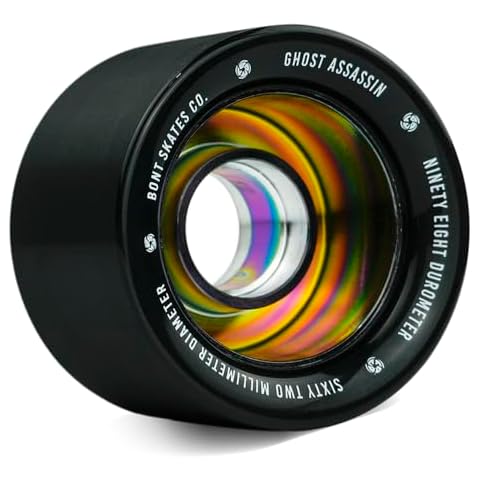 Bont Ghost Assassin Roller Skate Wheels | 62mm 98A | Aluminum Hub | Jam & Speed Skating | Indoor | Set of 4 Wheels| Black Cover