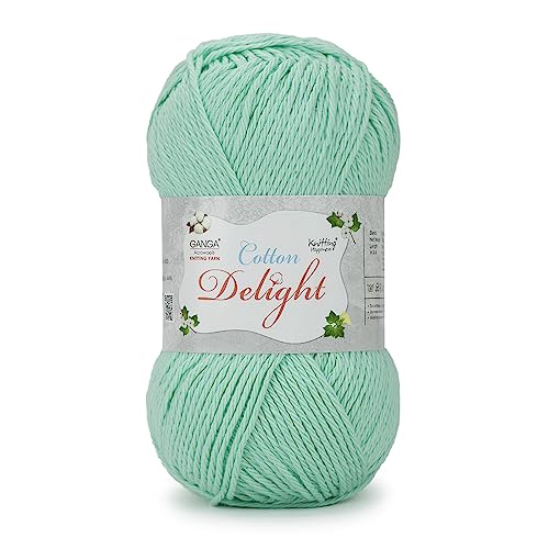 Image of Ganga Acrowools Cotton Delight, Dk Weight Cotton Yarn, Oekotex Class L Certified 100G, 169M COD018 Ocean Green