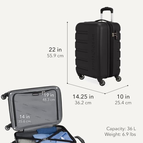 Image of SWISSGEAR Signature Hardside Expandable Carry-On Spinner & Mini Weekender Tote Set, ABS Construction, TSA-Friendly Lock, Black, 2-Piece Set (19-Inch /Mini Weekender Tote)