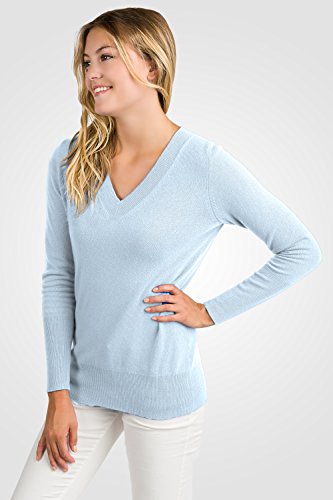 Image of JENNIE LIU Women's 100% Pure Cashmere Long Sleeve Ava V Neck Pullover Sweater