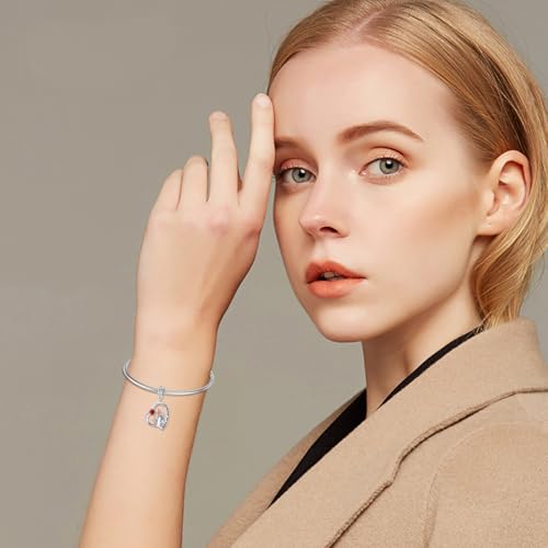 Image of PROESS Father Mother Daughter Charm fit Charms Bracelet Sterling Silver Charms for Bracelets Birthday Valentines Day Gifts for Daughter Mother Lover
