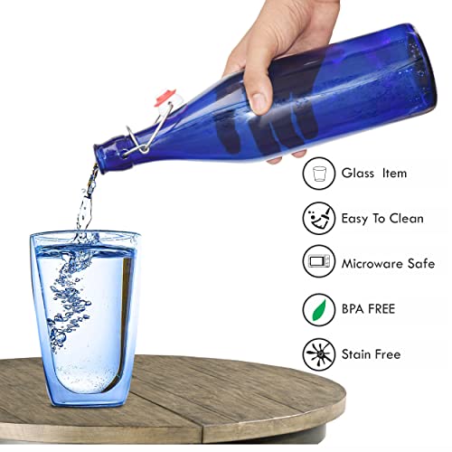 Image of Pure Source India Glass water Bottle Airtight 1000 ml, 1 Piece, Blue
