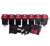 Conwork Red Light DPST ON/OFF Snap in Boat Rocker Switch 6A/250V 12A/125V AC 17x12mm