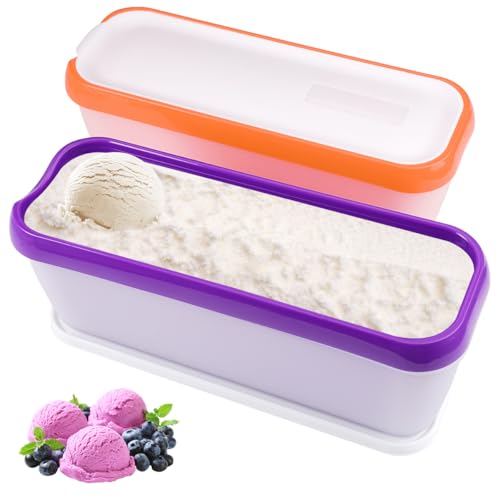 Set di 2 Contenitori per Gelato 1,5 L, Contenitori per Gelato Fatto in Casa con Coperchio, Senza BPA, Infrangibili, Antiscivolo, Contenitori per Gelato Fatto in Casa, Yogurt, Gelato Alla Frutta