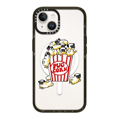 CASETiFY �C���p�N�g iPhone 14 �P�[�X [MIL�K�i���� (4x MIL-STD-810G)/2.5m����̗����������N���A/MagSafe �ɑΉ�] - Pug Corn - �u���b�N