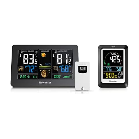 Newentor Weather Station Q3 and CO2 Monitor C1, Detect The Indoor Outdoor Temperature, Humidity and Air Quality Cover