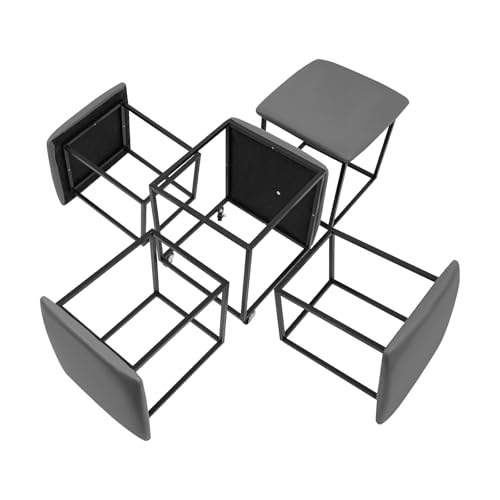 Tabouret cube 5 en 1 - 46 x 46 x 48 cm - 75 kg - Avec 4 roues universelles - Bonne utilisation de l'espace - Empilable - Pour salon, chambre à coucher, bureau...