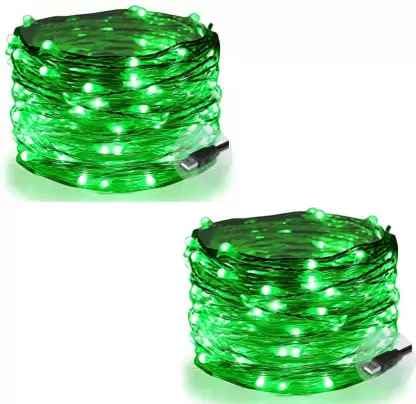Image of MANSAA M6 USB LED String Light | 10 Meter 100 LEDs | Green Color | USB Operated | Home Decor LED Light (Green PK2)