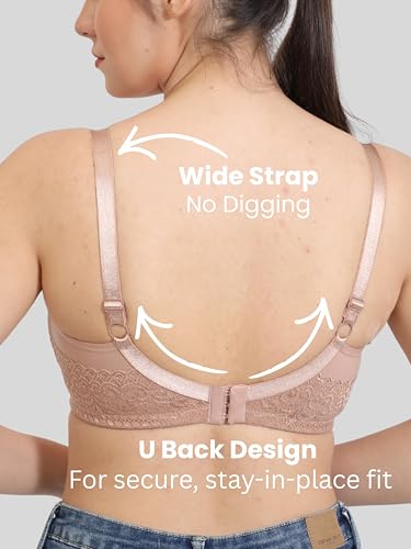 Image of GLAMORAS Women Cotton Spandex Non Padded & Non Wired Minimizer Everyday Bra| Structured for Bounce Control with Full Coverage & Broad Side Wings Prevents Side Spillage
