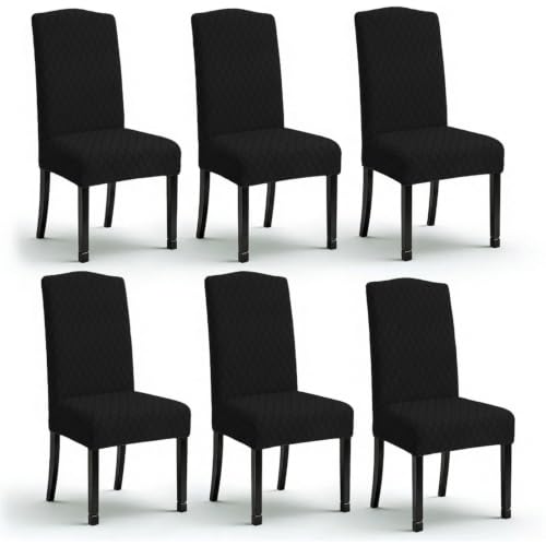 LANSHENG Stuhlhussen 6er Set, Waschbar Stuhlbezug Schwingstühle, Schwarz – Ansicht 2