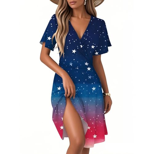 July 4th Dresses Patriotic USA Flag Festival Graphic Lounge Fashion Maternity Independence Day O Neck 4th of July Outfits for Women Vestidos De Verano para Mujer 2025 Dark Blue