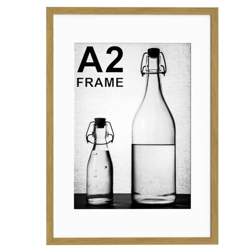 A2 Picture Frame with Mount Natural Wooden 42x59.4cm Poster Frame