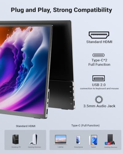 Image of MINIX 16 inch Portable Monitor Touchscreen FHD 1200P IPS Display Travel Monitor with Stand /Speaker, Low Blue Light Screen, USB-C HDMI Touch Screen Extended Monitor for Laptop MacBook PC Xbox PS4 /5