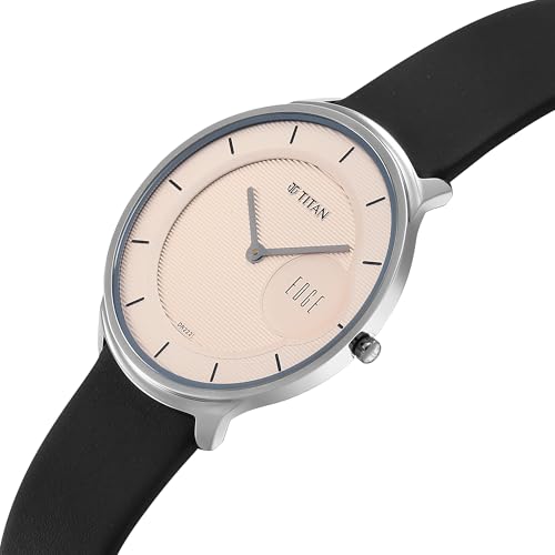 Image of Titan Edge Murals Quartz Light Brown Round Dial Men's Watch | Leather Strap Material | Watches for Man | Watches for Men Analog - 1843SL02