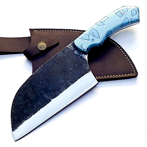 Rare Custom Handmade, High Carbon Clad Steel Cleaver Knife - Chopper Knife with Free Genuine Leather Sheath. (HC-70)