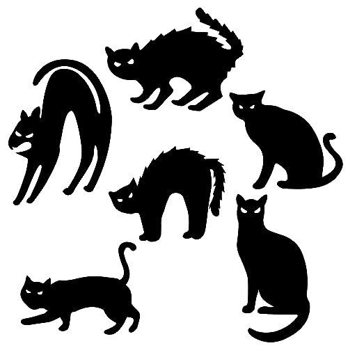 image for Anboor 6Pcs Black Cat Halloween Yard Signs Decoration with 12 Stakes, 