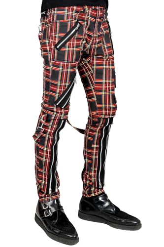 Bondage Punk Pants in Black Plaid2