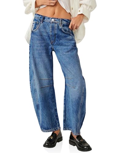 Cicy Bell Womens Baggy Barrel Jeans Boyfriend Wide Leg Mid Rise Balloon Denim Ankle Pants