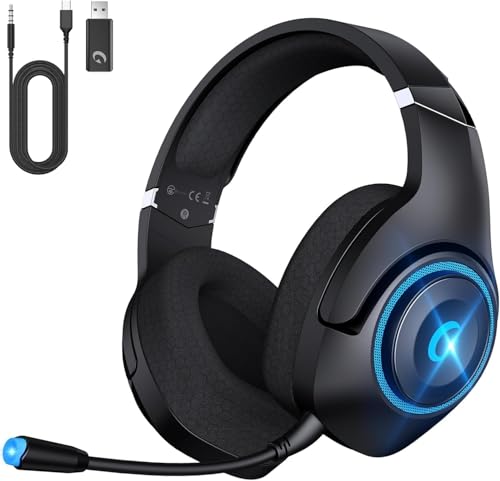 KAPEYDESI Gaming Headset Wireless for PS5/4, 2.4GHz Gaming Headphones Wireless