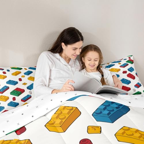Image of Feelyou Building Blocks Toy Brick Comforter Set King Size Kids Boys Bedding