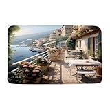 VPUPCN Italian Bath Mat Mediterranean Tuscan European Town Ocean Vintage Italy Street Landscape Microfiber Memory Foam Bathroom Rug Doormat Kitchen Toilet Floor Rug