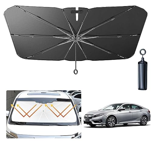 【2023新版】車用サンシェード 自動車 サンシェード に適用 ホンダ シビック 10代目 CIVIC FC1 FK7型(2017年9月~2021年8月) 10本傘骨折り畳み式 バックミラー開き口 サンシェード 車 フロント 遮光 遮熱 UVカット 紫外線