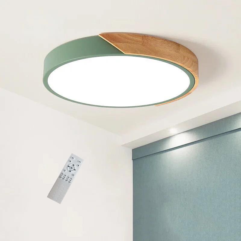 GHiycotdl Led Deckenleuchte Holz,40CM Dimmbare spülung Deckenlampe Holz,Leuchte Decke für Wohnzimmer Schlafzimmer Küche Lounge Flur (Grün 40CM)