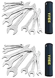 YIYEIE 18Pcs Super-Thin Open End Wrench Set Bundle, 9Pcs Metric & 9Pcs SAE, 5.5mm to 27mm & 1/4